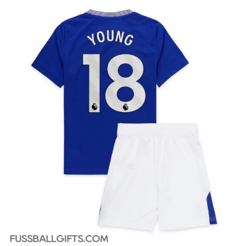 Everton Ashley Young #18 Fußballbekleidung Heimtrikot Kinder 2024-25 Kurzarm (+ kurze hosen)